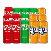 Coca-Cola 可口可乐 Fanta 芬达 可口可乐（Coca-Cola）含糖/无糖饮料15罐装 330mL 15罐