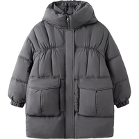 巴拉巴拉女童中长款羽绒服冬季2023童装大童加厚多巴胺色外套 深灰20911 130cm
