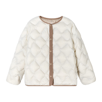 YANXUAN 网易严选 儿童羽绒服轻暖蓄热三防羽绒服90白鸭绒两面穿防水防污时尚菱格纹 无领-奶油白 110