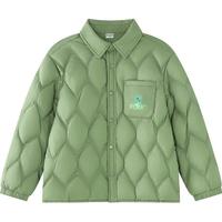 Disney 迪士尼 童装儿童男童轻薄衬衫羽绒服按扣菱格保暖上衣23冬DB341KE03绿140