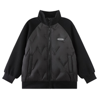左西男童短款羽绒服冬季2023儿童半高领奥利绒拼接面包服外套 黑色【耐磨 不跑绒】