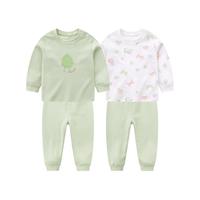 拉比（Labi Baby）宝宝秋衣秋裤套装儿童内衣套装男童女童纯棉睡衣2套装 几何 肩开 90