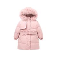 女童羽绒服2023冬儿童中长加厚保暖大毛领羽绒外套