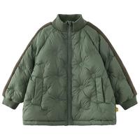 papa爬爬秋冬儿童宝宝羽绒服外套男女童摇粒绒拼接保暖