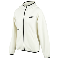 斯凯奇（Skechers）外套女秋季舒适连帽外套摇粒绒保暖锁温 P423W071-0074棉花糖白 M