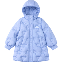 笛莎女童中长款羽绒服冬季优雅连帽时尚撞色厚棉服