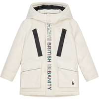哈吉斯 品牌童装男童羽绒服冬中长款防风拼接反光三防保暖羽绒服厚 奶油色 130