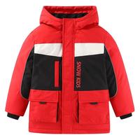 雪中飞 SNOWFLYING kids童装儿童羽绒服男童拼接撞色中长款女童工装洋气羽绒服
