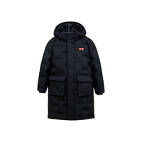Levi's李维斯童装冬季男童长款羽绒服儿童logo压纹外套 黑美人 110/52(4)
