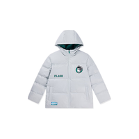 乔丹QIAODAN商场同款童装儿童羽绒服连帽保暖初中生棉服 几何灰 130CM