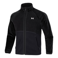 安德玛 UNDER ARMOUR 秋冬外套男装 抓绒面料保暖防风立领宽松休闲夹克男 1373872-001 黑色 S/165/88A