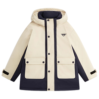 马骑顿 MQD童装户外男大童23冬潮酷休闲防风连帽羽绒服 米白 110cm