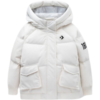 Converse匡威儿童装女童连帽加厚羽绒服大童保暖外套 羽白色 120/60