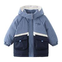 丽婴房 男童羽绒服上衣1-8岁女童厚款工装白鸭绒秋冬外套保暖