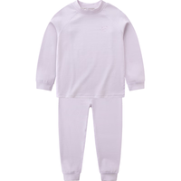 拉比儿童护肚内衣套装男童女童秋衣秋裤套装打底套装 半高领 浅紫 120cm