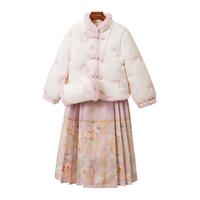 蕉橘 儿童年服中式马面裙23冬女童加厚汉服襦裙套装