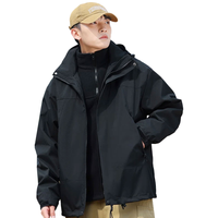 东方骆驼 三合一冲锋衣男户外运动外套夹克男女装 黑色三合一 L