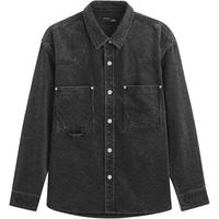 GXG男装 龚俊同款新年系列玉龙纹提花牛仔夹克男宽松外套24春 黑色 165/S