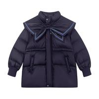 马拉丁童装羽绒服2023冬女大童三防大翻领收腰中长款羽绒服