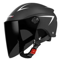 劲悦途电动车头盔  男女士通用3C认证摩托车半盔 夏季防晒骑行帽 哑黑色 茶色长镜款