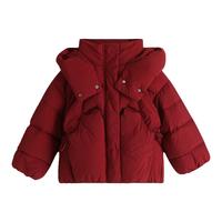 沫沫冬装童装女童冬季2023儿童短款洋气加厚大童羽绒服女红色