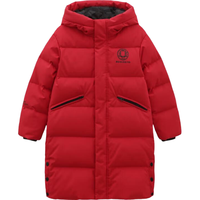 波司登儿童羽绒服90绒男女童连帽保暖5A抗菌长款冬季加厚外套T00143403E 亮红1299 130/64
