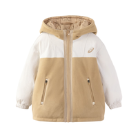 ASICS 亚瑟士 童装满印男女中大童加厚羽绒服保暖外套 0500奶白色 150cm