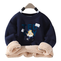 Classic Teddy精典泰迪童装儿童加绒卫衣男女童加厚保暖上衣百搭冬装 深蓝 140