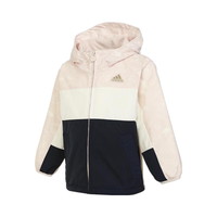 adidas 阿迪达斯 童装龙年新年款女童外套小童儿童春季运动连帽夹克JF3880 淡粉 128cm
