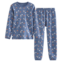 红豆儿童纯棉秋衣秋裤套装男女中大童秋冬低圆领保暖内衣A类棉毛衫套 H1M1187灰蓝小熊 110cm