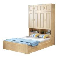 恒骏俏（Hengjunqiao） 实木衣柜床一体组合床小户型高箱储物榻榻米单双人床带柜子 白色高箱款（榻榻米+立柜+顶柜） 1500*2000mm