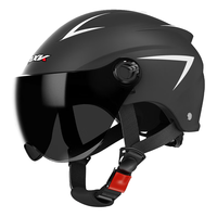 劲悦途电动车头盔  男女士通用3C认证摩托车半盔 夏季防晒骑行帽 哑黑色 茶色短镜款