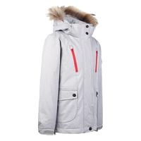 TOREAD 探路者 羽绒衣秋冬款女大童秋冬户外防风鸭绒连帽滑雪羽绒服QADG94152 浅花灰 160