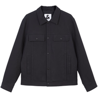 杰克·琼斯(JACK&JONES)春季商务休闲外套男PU夹克外套翻领上衣高档行政夹克衣服男装 黑色E40 常规 1