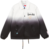 杰克·琼斯（JACK&JONES）衣服男装春秋外套男NBA联名尼克斯队翻领渐变男士夹克宽松上衣 A06本白色 175/96A/M