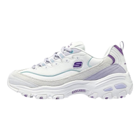 SKECHERS 斯凯奇 奶茶熊春季女增高运动复古老爹鞋熊猫鞋 白色/薰衣草色/蓝色WLVB 37.5