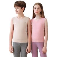 猫人（MiiOW）儿童保暖背心羊毛蚕丝护肚秋冬女童男宝宝内穿无痕马甲 粉140 140（48-56斤）