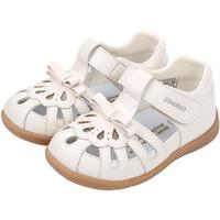 江博士夏季女童学步鞋透气小白鞋 宝宝儿童凉鞋 公主包头凉鞋 米色 24码 脚长约14.2-14.8