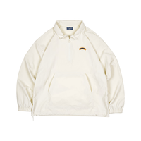 马登 工装 美式复古半拉链立领夹克cityboy运动套头外套男上衣秋季 白灰色 S