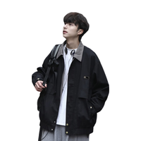 OEMG 日系cityboy猎装翻领夹克男春秋季潮牌棒球服工装休闲外套 黑色 2XL