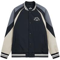 XTEP特步男保暖棉服春季外套茄克棒球服运动上衣976129170122 正黑色/钢铁灰/摩崖黄 M
