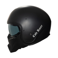 FASEED摩托车头盔法西德复古鬼脸3/4男女组合盔机车咖啡骑士V1四季3C 玻纤-哑黑(哑黑下巴) L(57-58)