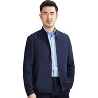 红都男士夹克商务休闲时尚修身立领中青年簿款不易皱男外套 藏蓝 JY2808-1 180/96A