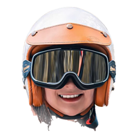 BEASLEY HELMETS复古头盔四分之三比斯力摩托车头盔女电动车男巡航夏季骑行新国标 612珍珠白（棕帽檐）+黑白格风镜 M（头围57-58）