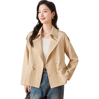 初申春秋短外套女时尚气质设计感翻领收腰抽绳短款风衣外套S13KF3650 L