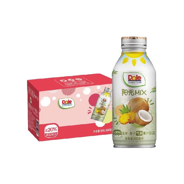 淘金币可用、88VIP：都乐 菠萝椰子西柚气泡水400ml*12瓶