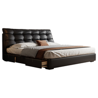 法莎蒂泡芙床法式奶油风小户型主卧双人床现代简约真皮储物床 头层牛皮单床+单柜 (时尚版10cm排骨架)1.8*2m三抽框架