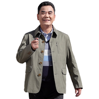 老爷车中老年纯棉男士夹克男外套省部级干部爸爸装春秋季男装休闲上衣服 29248灰绿色 180【135-150斤】
