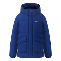 波司登儿童羽绒服男女同款中长款保暖百搭舒适连帽防风外套T30143770E 黑色8056 105/56