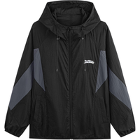 GXG男装 户外撞色拼接连帽夹克外套男休闲运动上衣外套 24夏 黑色 165/S